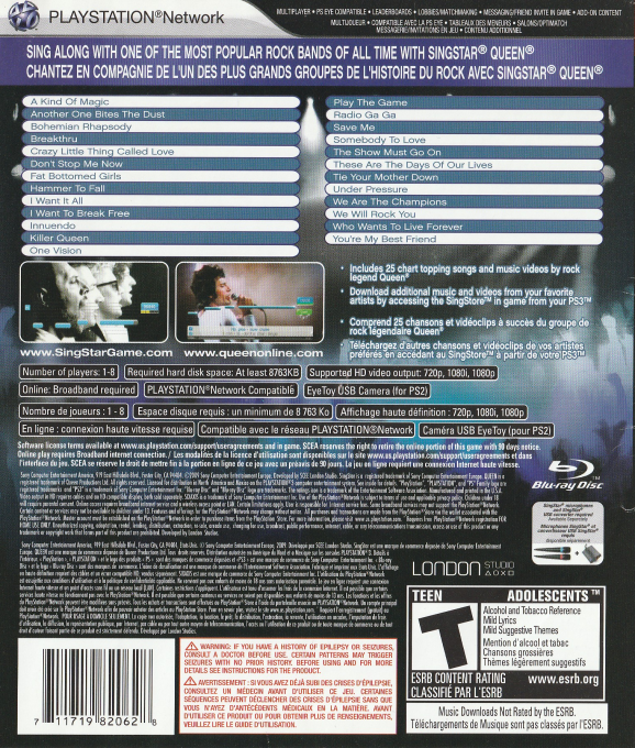 SingStar Queen — box-2D-back (CA)