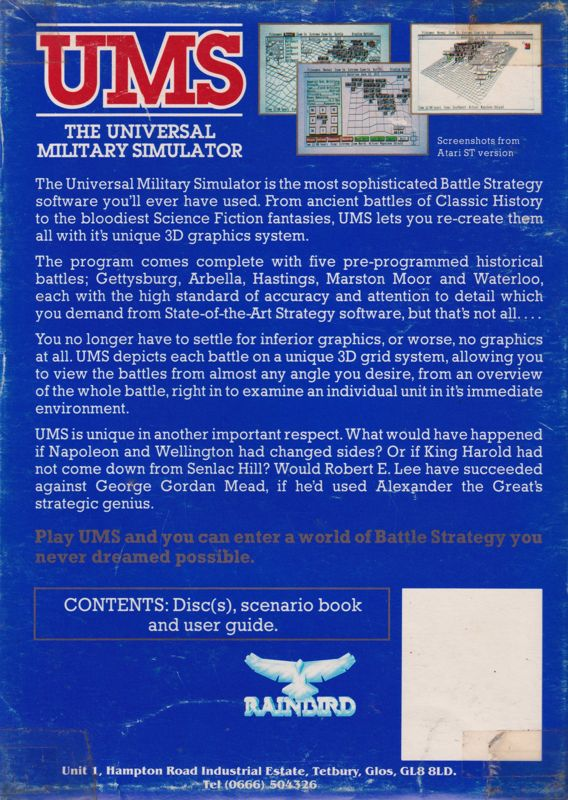 UMS - The Universal Military Simulator — box-2D-back (EU)