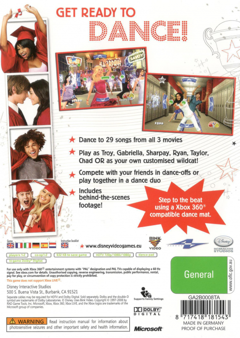 Disney High School Musical 3 - Senior Year Dance! — box-2D-back (AU)