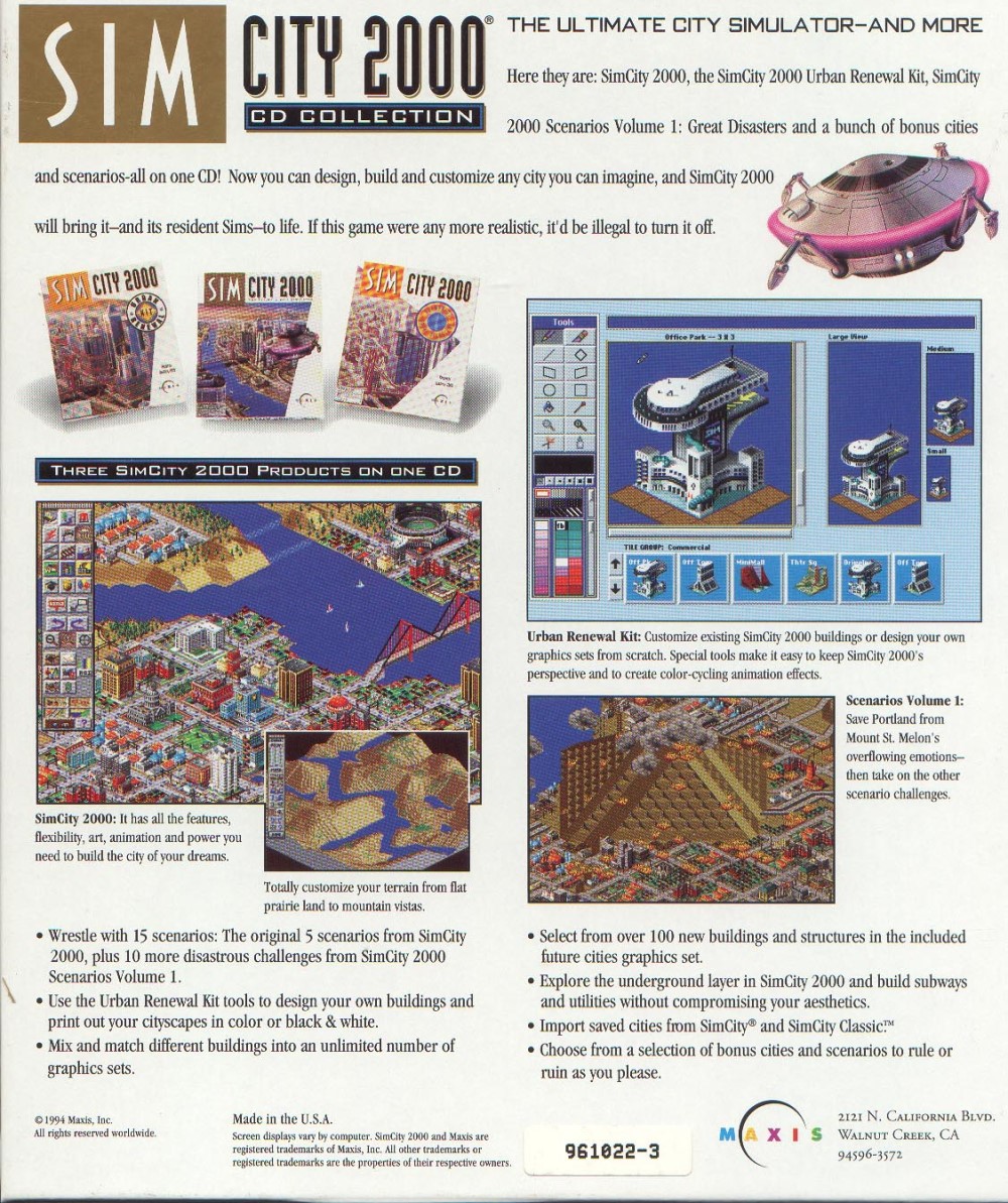 SimCity 2000: CD Collection — box-2D-back (WOR)
