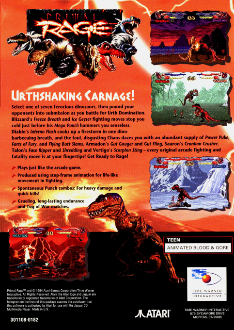 Primal Rage — box-2D-back (WOR)
