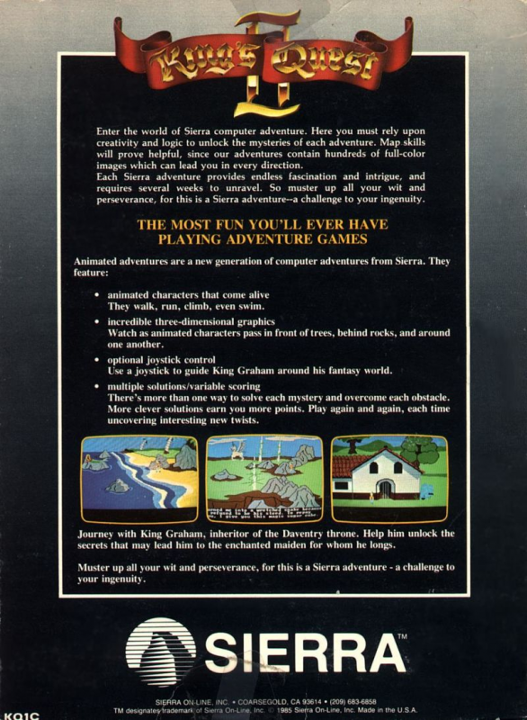 King's Quest 2 - Romancing the Throne — box-2D-back (US)