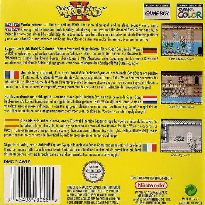 Wario Land II — box-2D-back (EU)