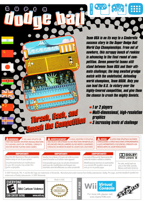 Super Dodge Ball — box-2D-back (US)