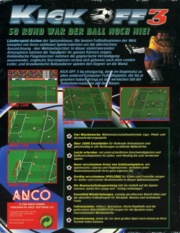 Kick Off 3 — box-2D-back (DE)