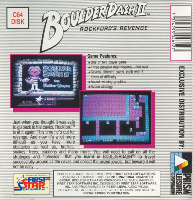 Boulder Dash 2 - Rockford's Revenge — box-2D-back (EU)