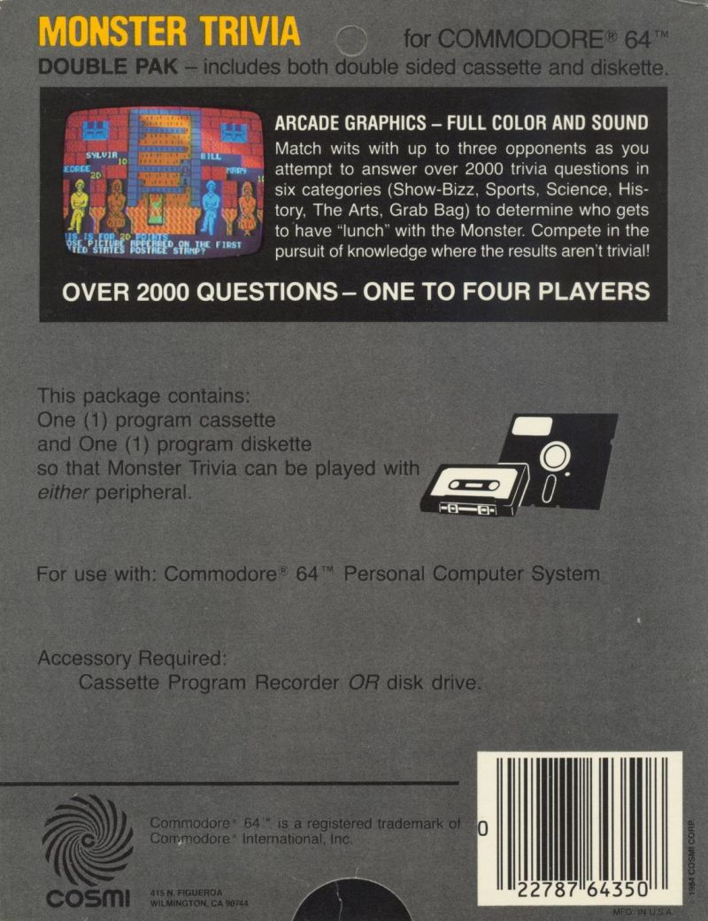 The Trivia Monster — box-2D-back (US)