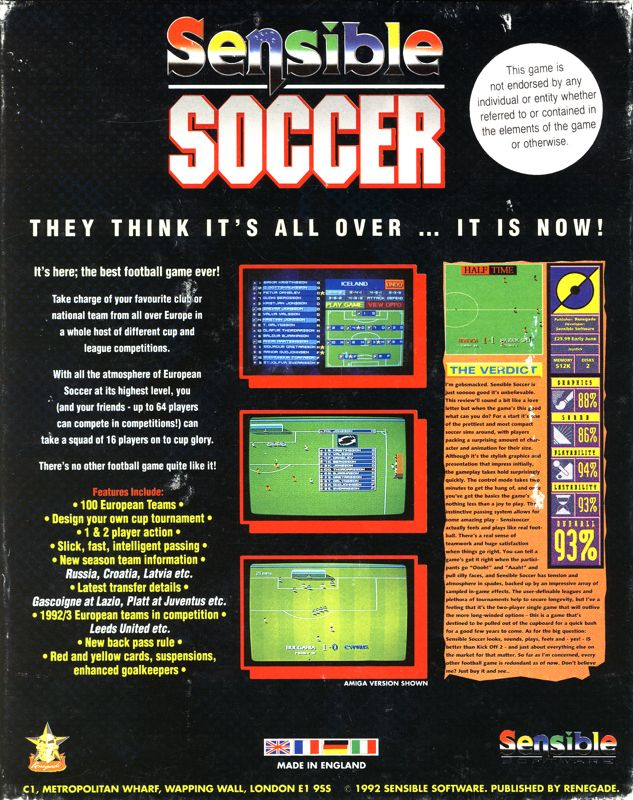 Sensible Soccer - European Champions - 92-93 Edition — box-2D-back (EU)