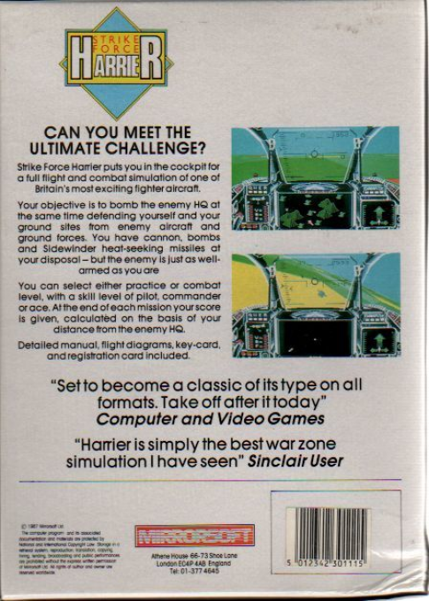 Harrier Combat Simulator — box-2D-back (EU)