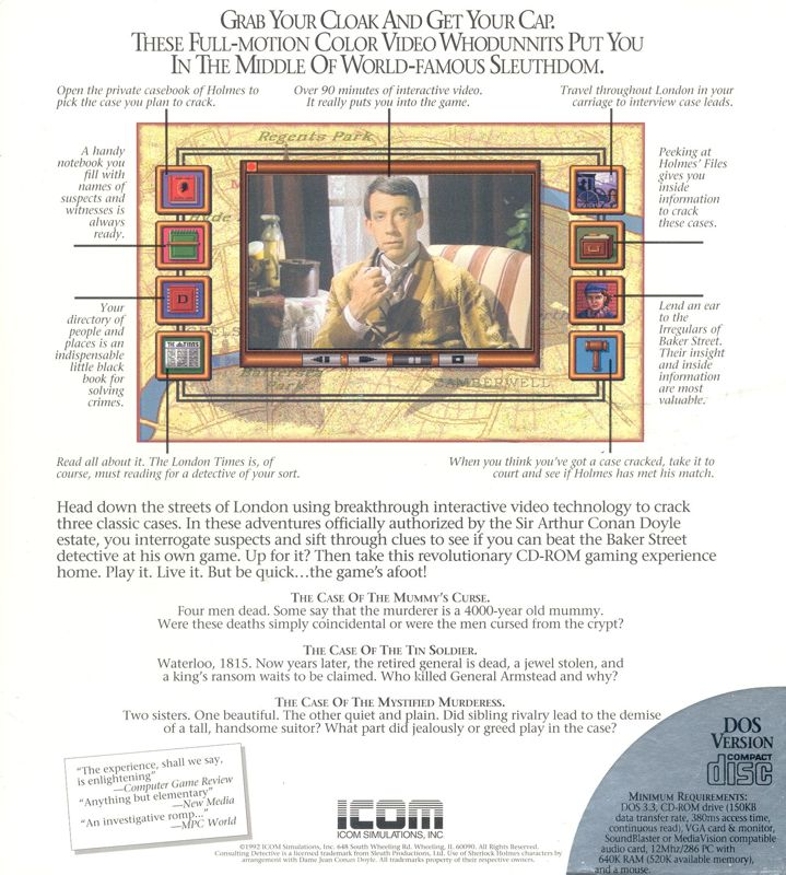 Sherlock Holmes - Consulting Detective Volume I — box-2D-back (US)