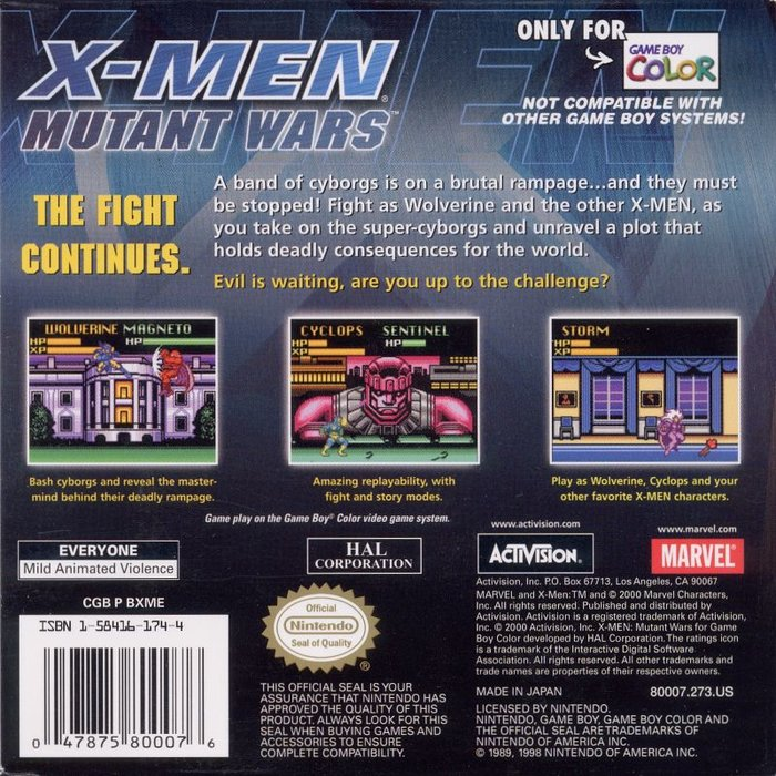 X-men - Mutant Wars — box-2D-back (US)