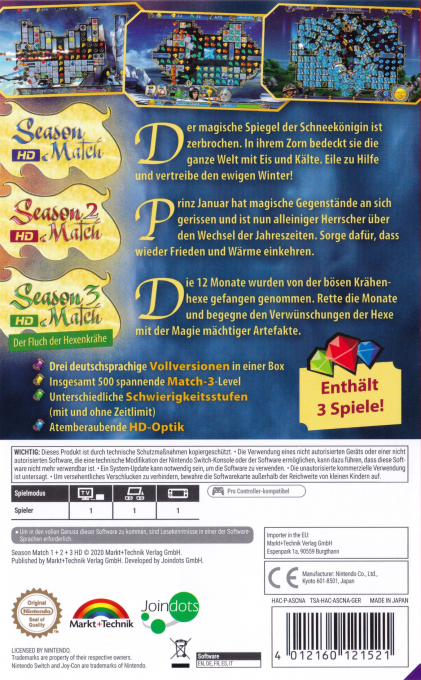 Season Match 1 + 2 + 3 HD Edition — box-2D-back (DE)