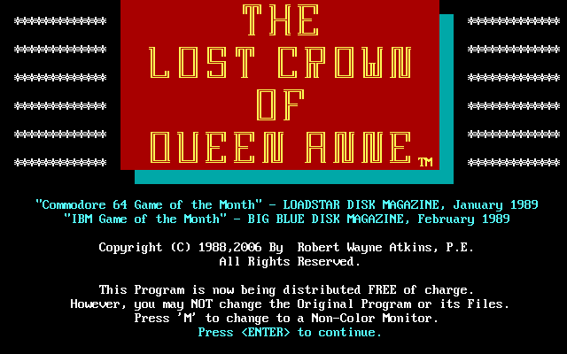 Lost Crown Of Queen Anne, The — sstitle (WOR)