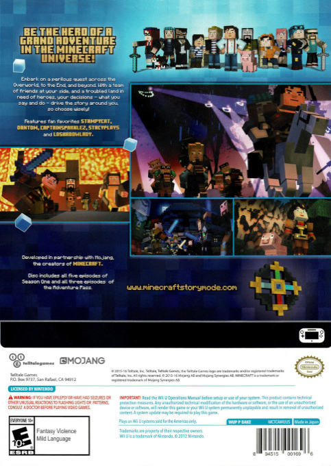 Minecraft - Story Mode - A Telltale Games Series - The Complete Adventure — box-2D-back (US)