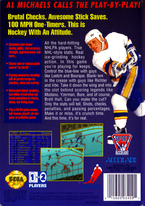 Brett Hull Hockey '95 — box-2D-back (US)