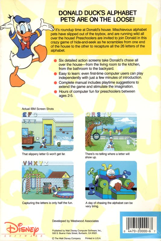 Donald's Alphabet Chase — box-2D-back (US)
