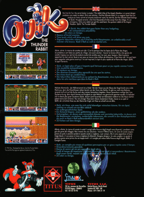 Quik - The Thunder Rabbit — box-2D-back (EU)