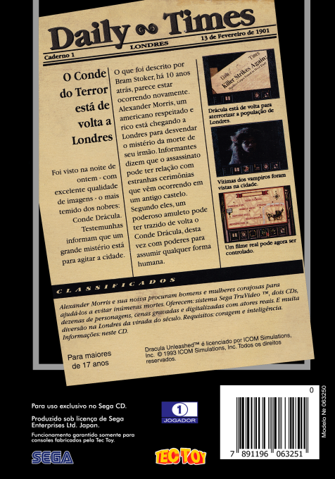 Dracula Unleashed — box-2D-back (BR)