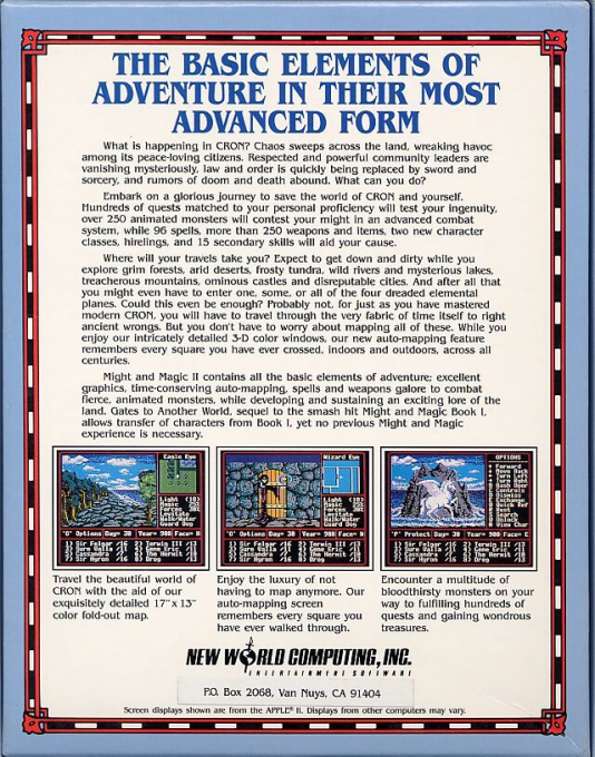 Might And Magic 2 - Gates To Another World — box-2D-back (US)
