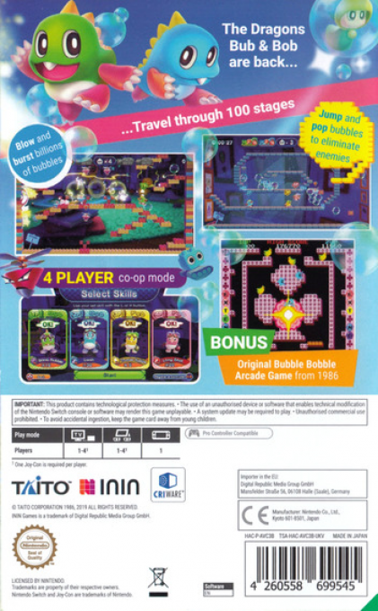 Bubble Bobble 4 Friends - The Baron is Back! — box-2D-back (EU)