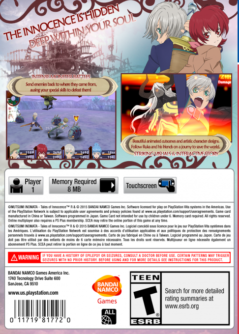 Tales of Innocence R — box-2D-back (US)
