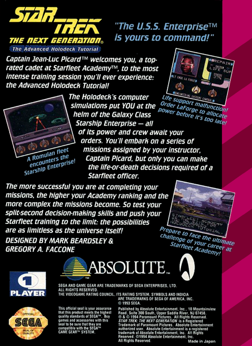 Star Trek - The Next Generation - The Advanced Holodeck Tutorial — box-2D-back (US)