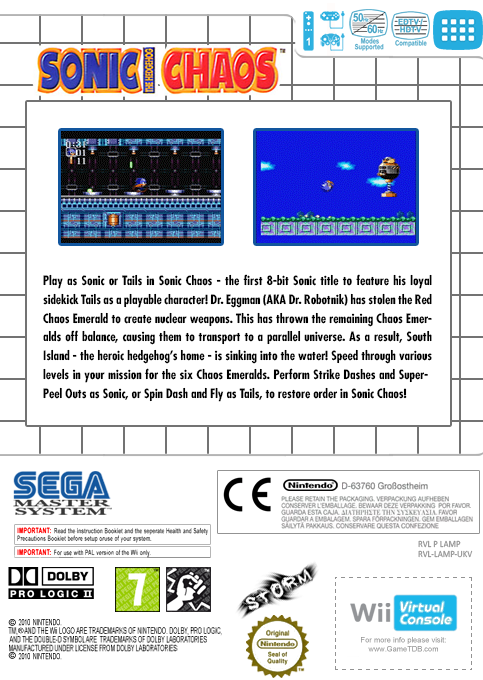 Sonic Chaos — box-2D-back (EU)
