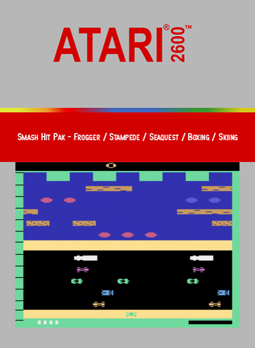Smash Hit Pak - Frogger / Stampede / Seaquest / Boxing / Skiing — box-2D (SS)