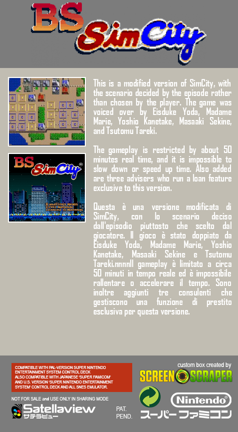 BS Sim City: Machi Tsukuri Taikai — box-2D-back (SS)