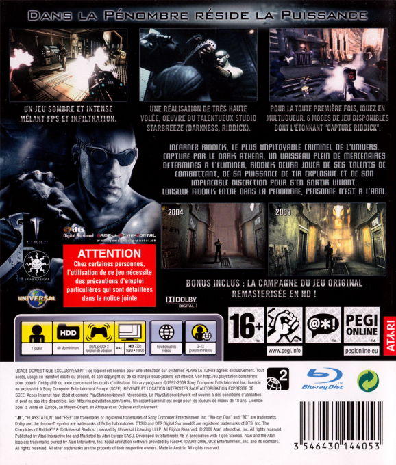 Chronicles of Riddick, The - Assault on Dark Athena — box-2D-back (FR)