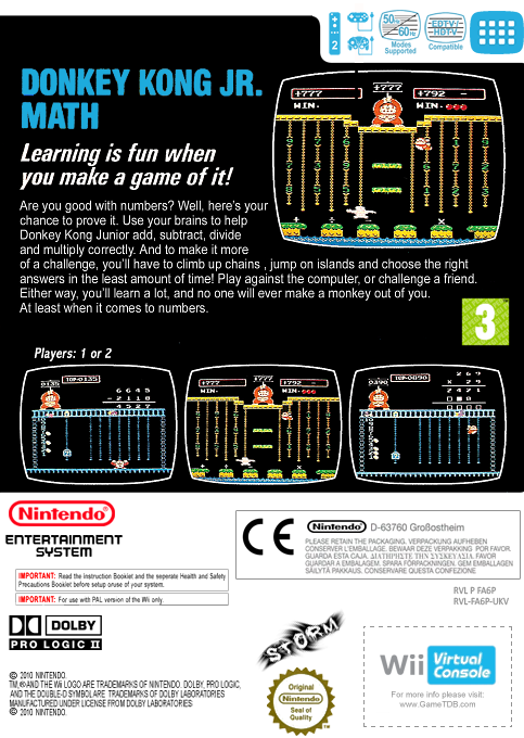 Donkey Kong Jr. Math — box-2D-back (EU)