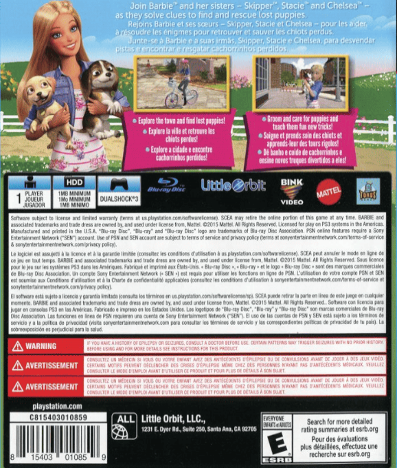 Barbie and Her Sisters - Puppy Rescue — box-2D-back (US)
