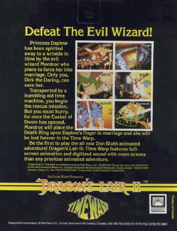 Dragon's Lair II - Time Warp — box-2D-back (WOR)