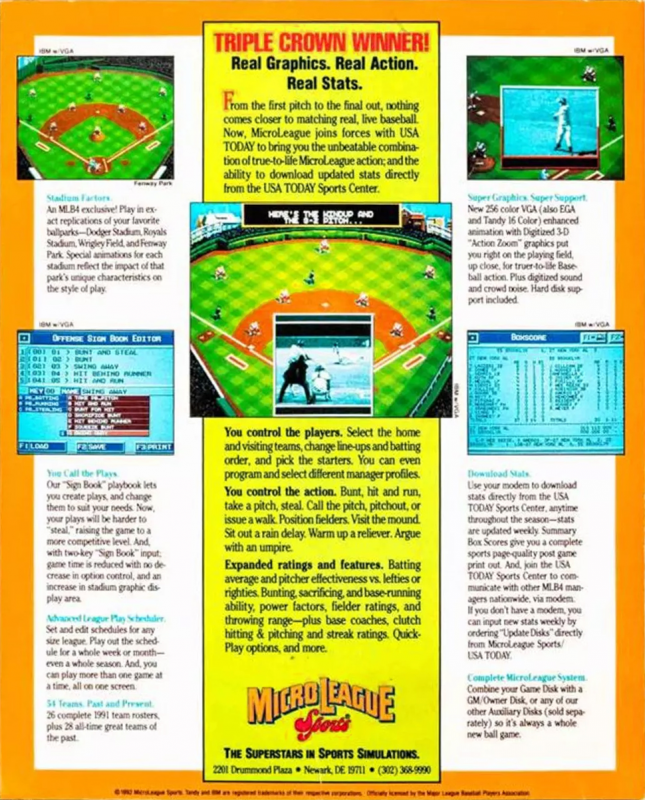 Microleague Baseball 4 — box-2D-back (US)