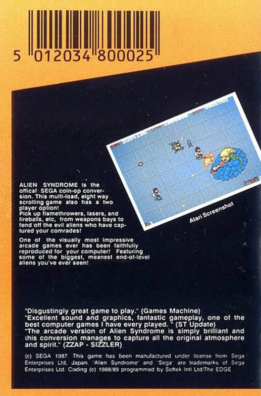 Alien Syndrome — box-2D-back (EU)