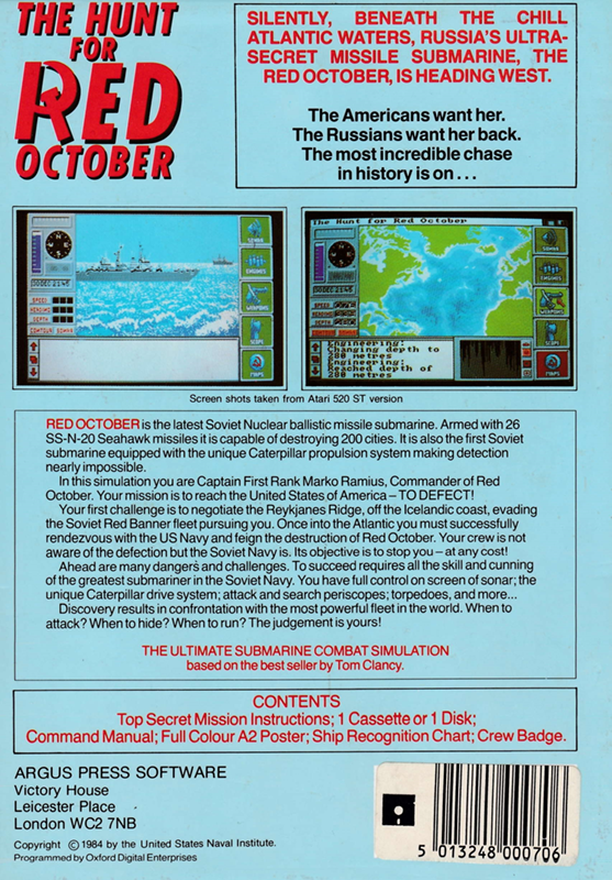 Hunt For Red October, The - The Book — box-2D-back (EU)