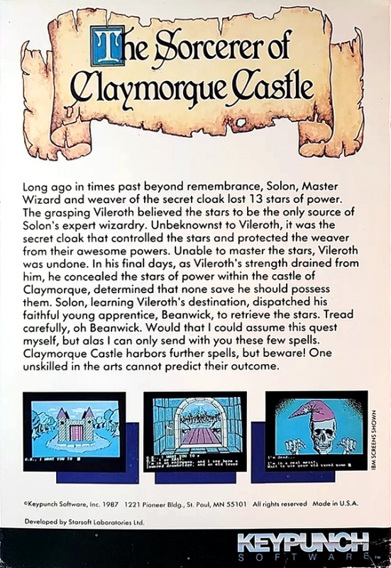 Sorcerer Of Claymorgue Castle — box-2D-back (US)