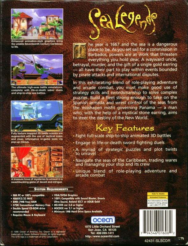 Sea Legends — box-2D-back (US)