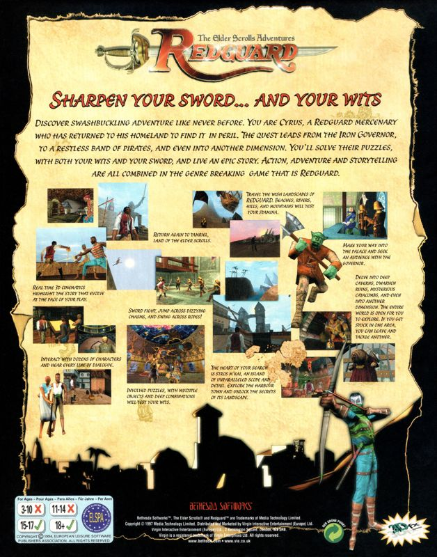 Elder Scrolls Adventures, The - Redguard — box-2D-back (EU)