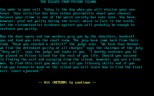 The Escape From Prison Island : A Literary Adventure — ss (WOR)