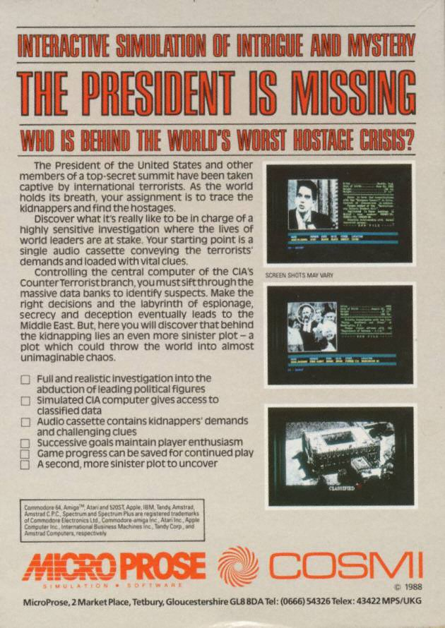 President is Missing, The — box-2D-back (EU)