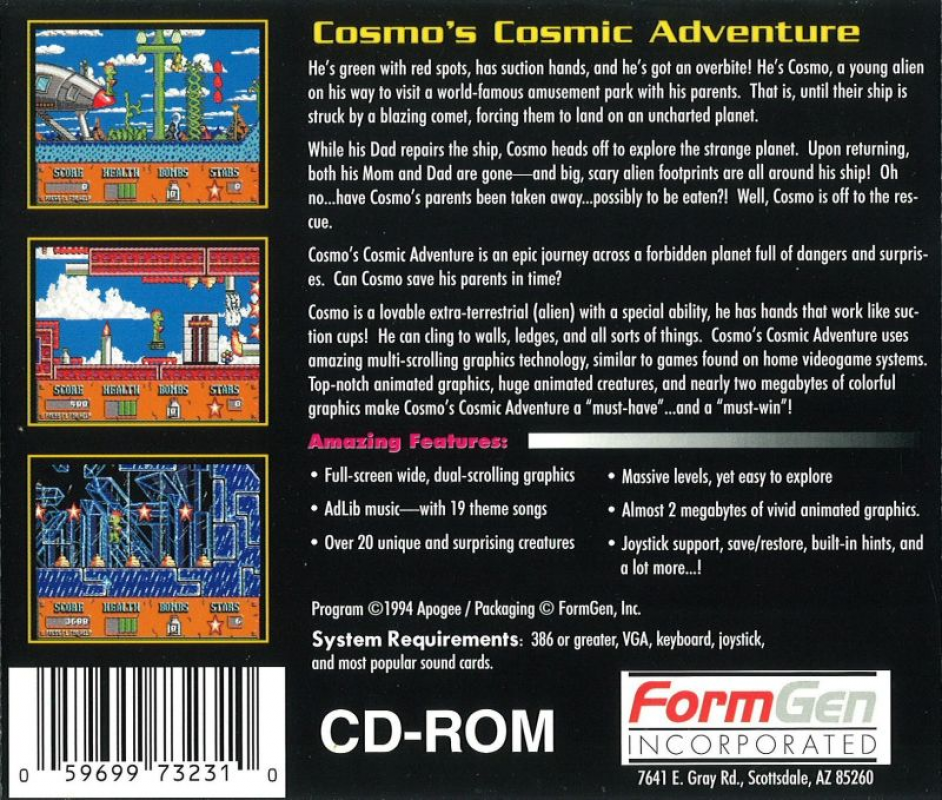 Cosmo's Cosmic Adventure — box-2D-back (CUS)