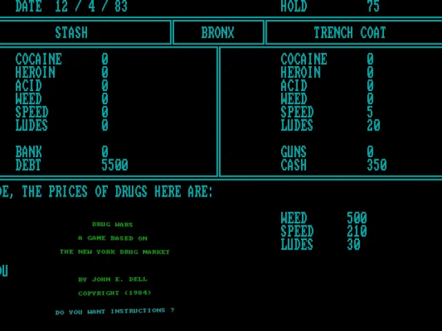 Drug Wars : A Game Based on the New York Drug Market — mixrbv2 (WOR)