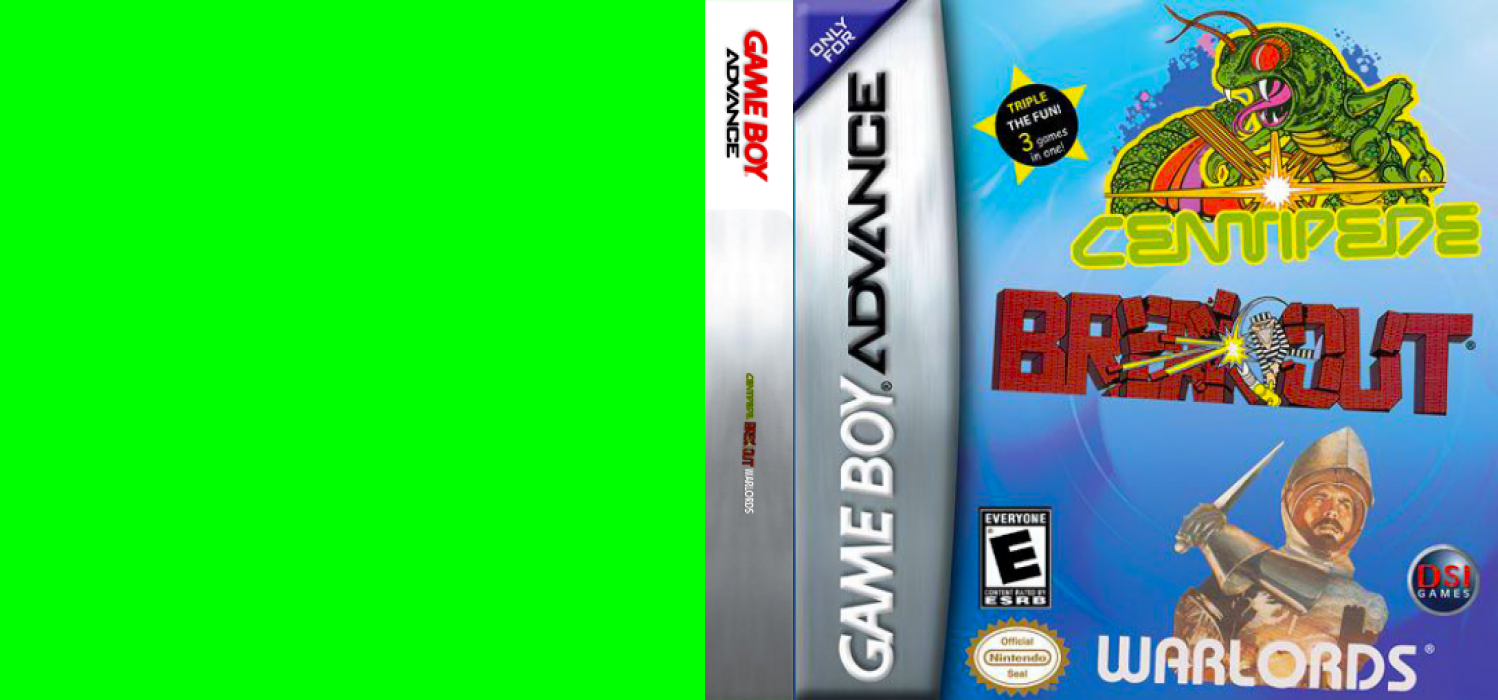 3 Games in One! - Breakout + Centipede + Warlords — box-texture (US)