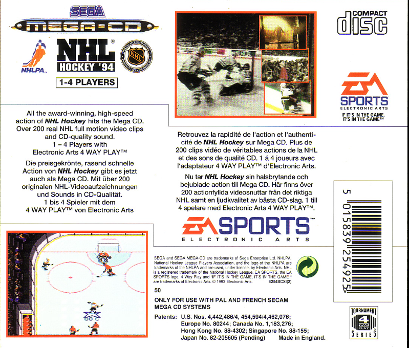 NHL '94 — box-2D-back (EU)
