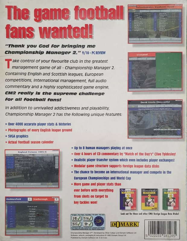 Championship Manager 2 — box-2D-back (EU)