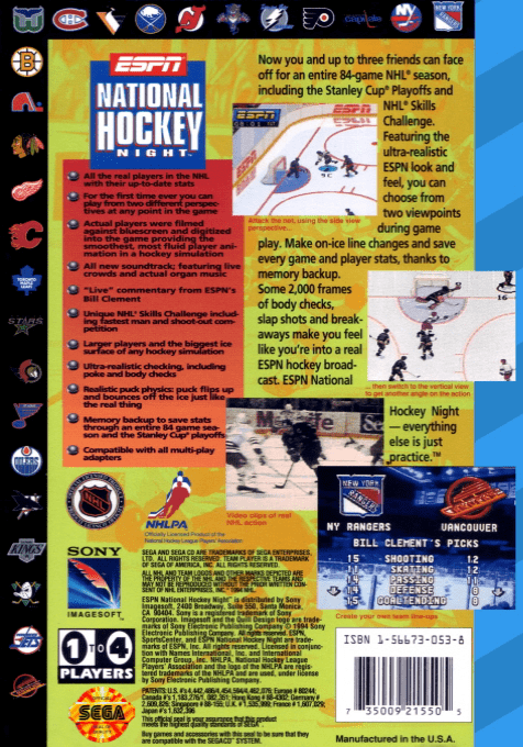 ESPN National Hockey Night — box-2D-back (US)