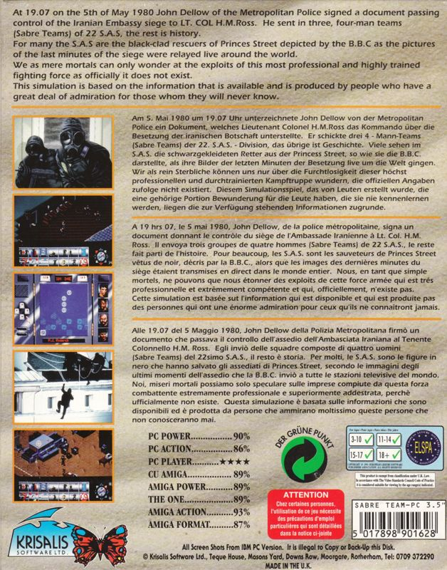 Sabre Team — box-2D-back (EU)