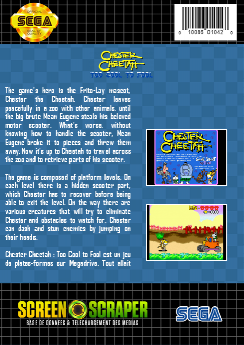 Chester Cheetah - Too Cool To Fool — box-2D-back (SS)