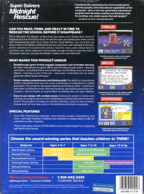 Super Solvers: Midnight Rescue! — box-2D-back (US)